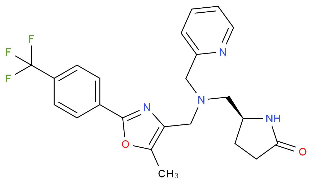 (5S)-5-{[({5-methyl-2-[4-(trifluoromethyl)phenyl]-1,3-oxazol-4-yl}methyl)(2-pyridinylmethyl)amino]methyl}-2-pyrrolidinone_分子结构_CAS_)
