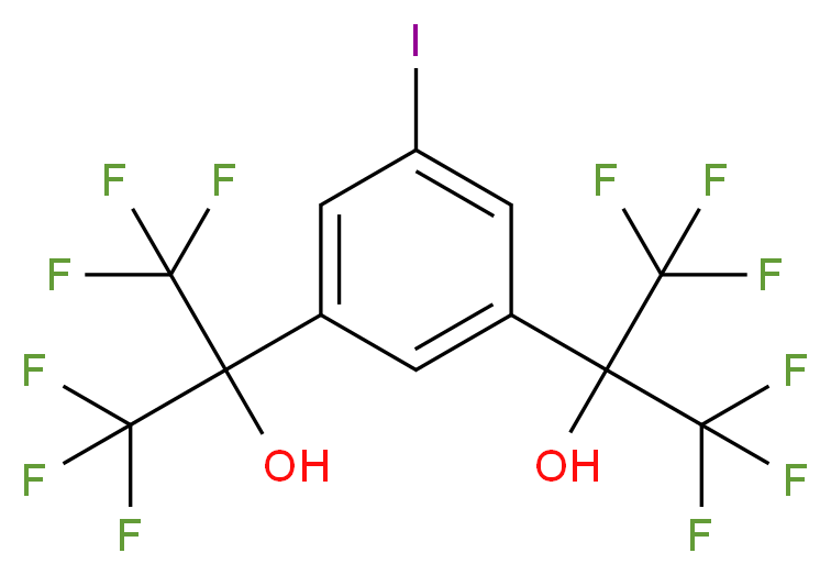1,1,1,3,3,3-hexafluoro-2-[3-(1,1,1,3,3,3-hexafluoro-2-hydroxypropan-2-yl)-5-iodophenyl]propan-2-ol_分子结构_CAS_53173-72-1