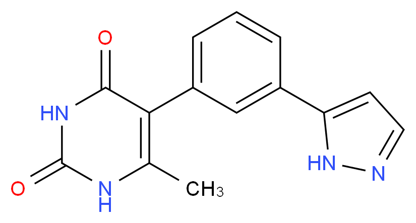 6-methyl-5-[3-(1H-pyrazol-5-yl)phenyl]-2,4(1H,3H)-pyrimidinedione_分子结构_CAS_)