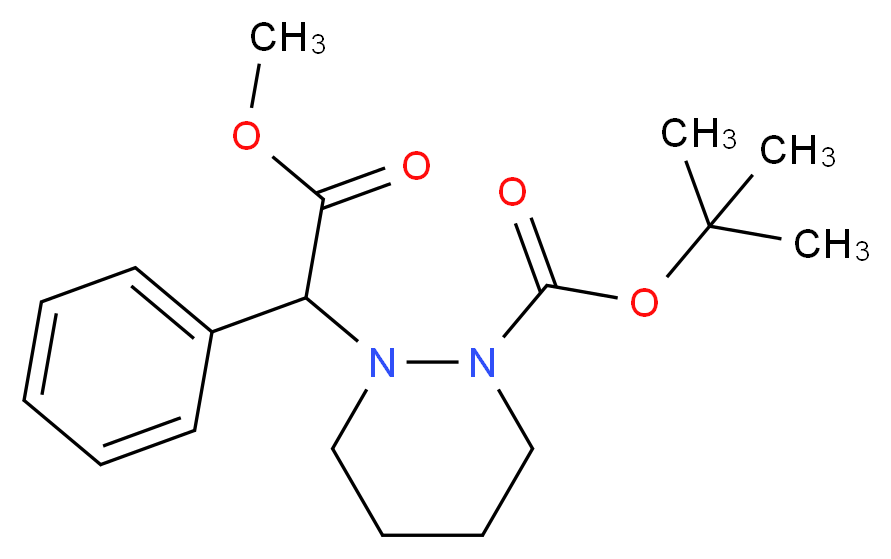 tert-Butyl 2-(2-methoxy-2-oxo-1-phenylethyl)-tetrahydro-1(2H)-pyridazinecarboxylate_分子结构_CAS_)