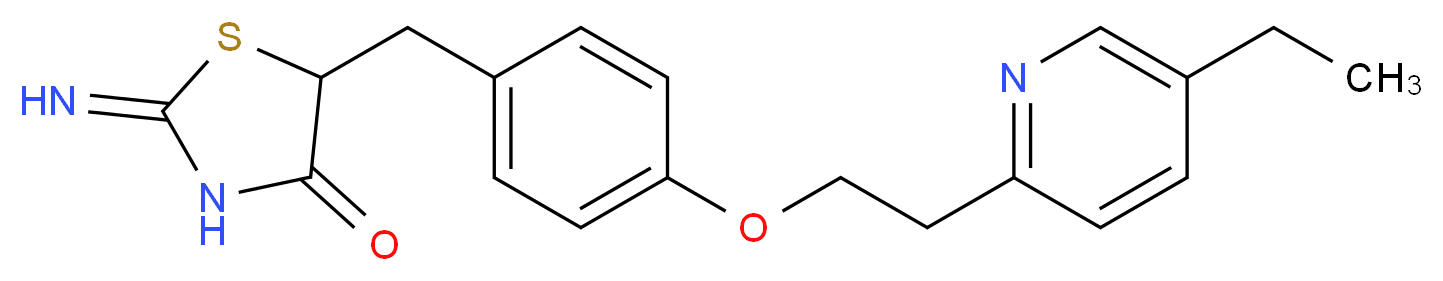 5-({4-[2-(5-ethylpyridin-2-yl)ethoxy]phenyl}methyl)-2-imino-1,3-thiazolidin-4-one_分子结构_CAS_105355-26-8