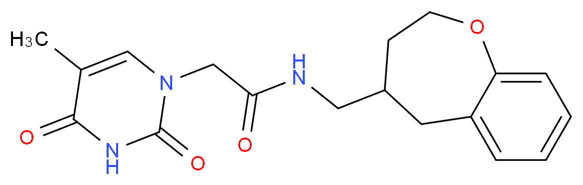 2-(5-methyl-2,4-dioxo-3,4-dihydropyrimidin-1(2H)-yl)-N-(2,3,4,5-tetrahydro-1-benzoxepin-4-ylmethyl)acetamide_分子结构_CAS_)