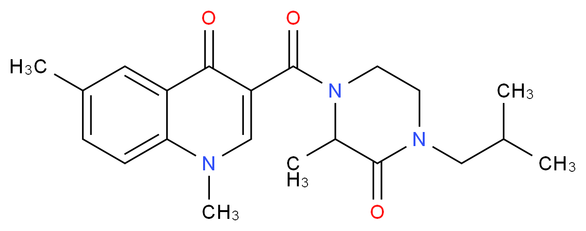 3-[(4-isobutyl-2-methyl-3-oxo-1-piperazinyl)carbonyl]-1,6-dimethyl-4(1H)-quinolinone_分子结构_CAS_)