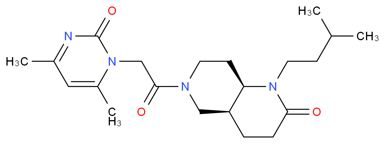 (4aS*,8aR*)-6-[(4,6-dimethyl-2-oxopyrimidin-1(2H)-yl)acetyl]-1-(3-methylbutyl)octahydro-1,6-naphthyridin-2(1H)-one_分子结构_CAS_)