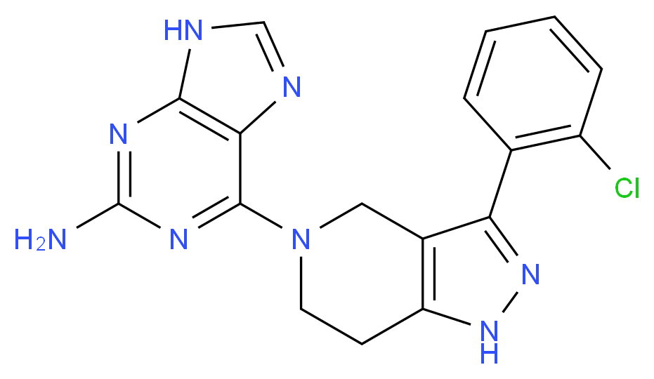 6-[3-(2-chlorophenyl)-1,4,6,7-tetrahydro-5H-pyrazolo[4,3-c]pyridin-5-yl]-9H-purin-2-amine_分子结构_CAS_)