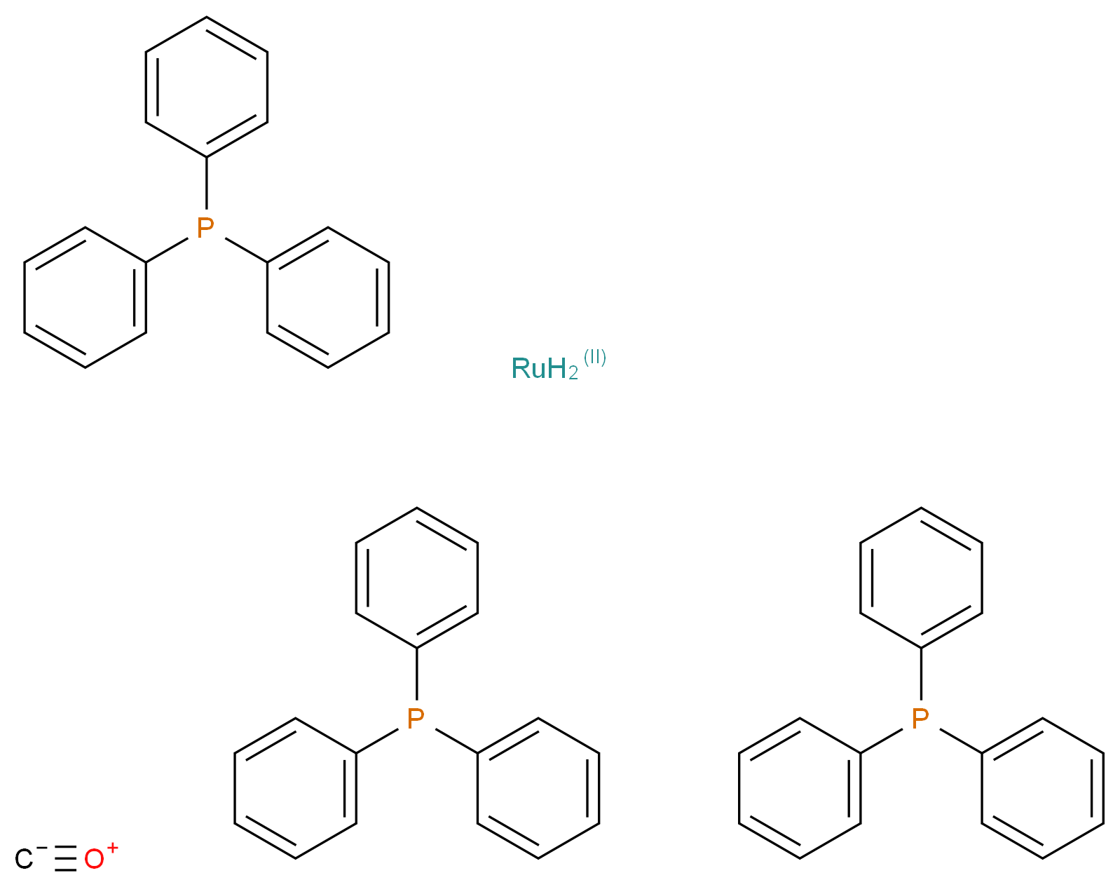methanidylidyneoxidanium tris(triphenylphosphane) λ<sup>2</sup>-ruthenium_分子结构_CAS_25360-32-1