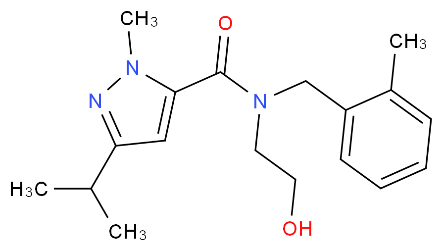 N-(2-hydroxyethyl)-3-isopropyl-1-methyl-N-(2-methylbenzyl)-1H-pyrazole-5-carboxamide_分子结构_CAS_)