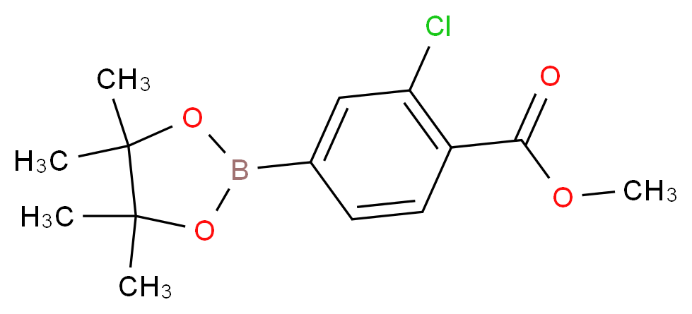 methyl 2-chloro-4-(tetramethyl-1,3,2-dioxaborolan-2-yl)benzoate_分子结构_CAS_334018-52-9