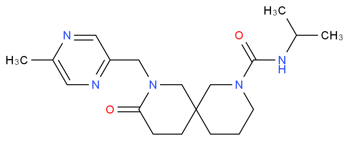 N-isopropyl-8-[(5-methyl-2-pyrazinyl)methyl]-9-oxo-2,8-diazaspiro[5.5]undecane-2-carboxamide_分子结构_CAS_)