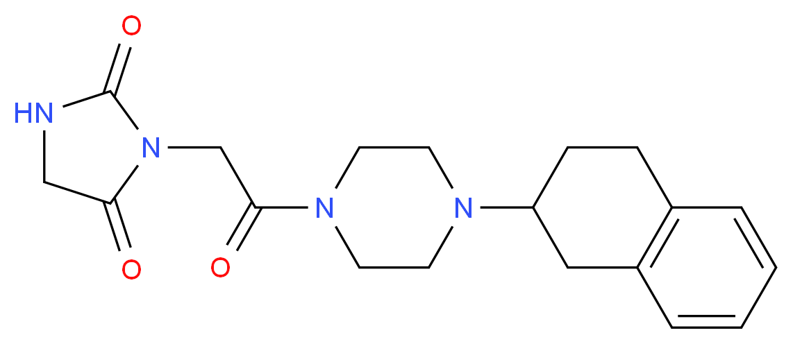 3-{2-oxo-2-[4-(1,2,3,4-tetrahydro-2-naphthalenyl)-1-piperazinyl]ethyl}-2,4-imidazolidinedione_分子结构_CAS_)