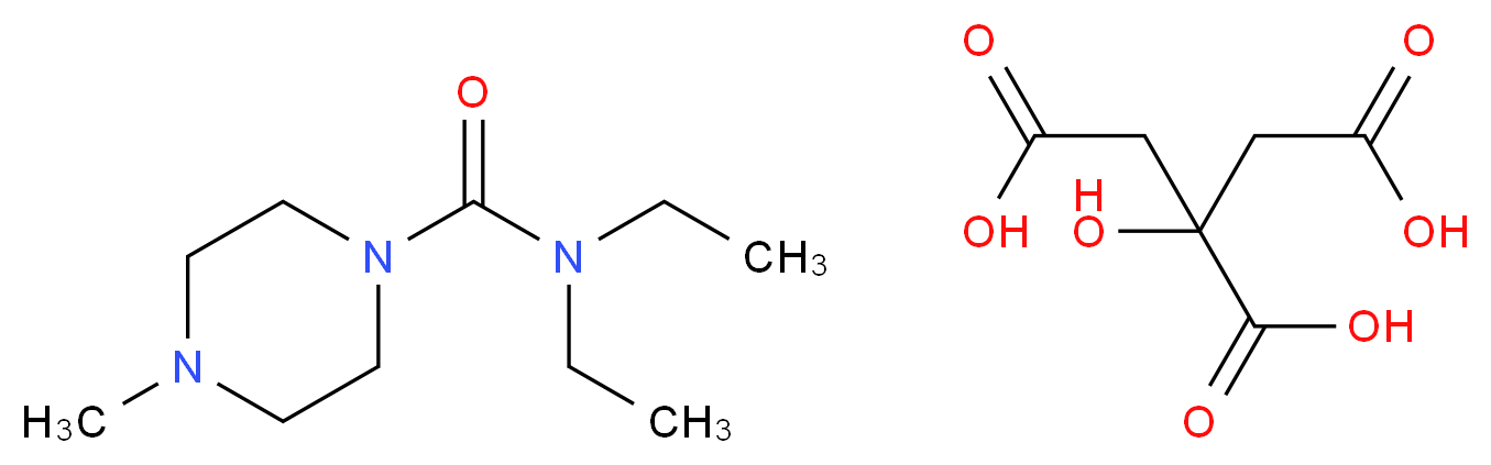 2-hydroxypropane-1,2,3-tricarboxylic acid; N,N-diethyl-4-methylpiperazine-1-carboxamide_分子结构_CAS_1642-54-2