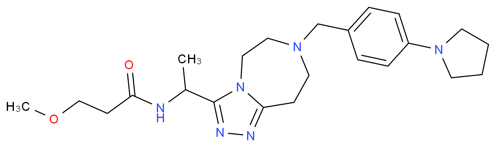 3-methoxy-N-(1-{7-[4-(1-pyrrolidinyl)benzyl]-6,7,8,9-tetrahydro-5H-[1,2,4]triazolo[4,3-d][1,4]diazepin-3-yl}ethyl)propanamide_分子结构_CAS_)
