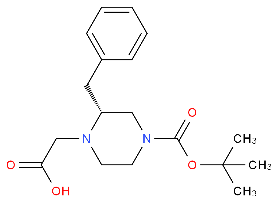 2-[(2R)-2-benzyl-4-[(tert-butoxy)carbonyl]piperazin-1-yl]acetic acid_分子结构_CAS_1060813-80-0