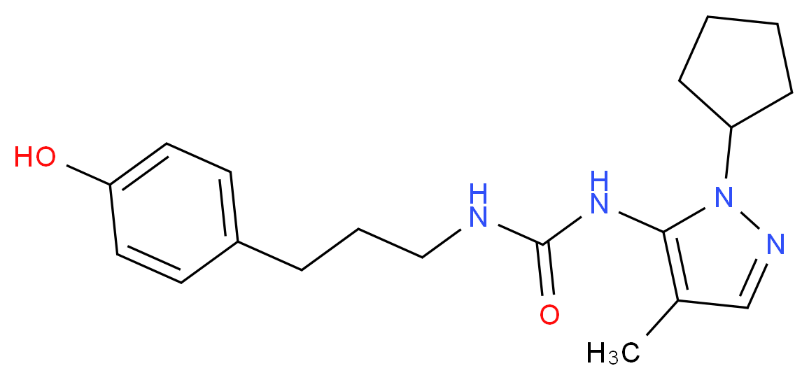 N-(1-cyclopentyl-4-methyl-1H-pyrazol-5-yl)-N'-[3-(4-hydroxyphenyl)propyl]urea_分子结构_CAS_)