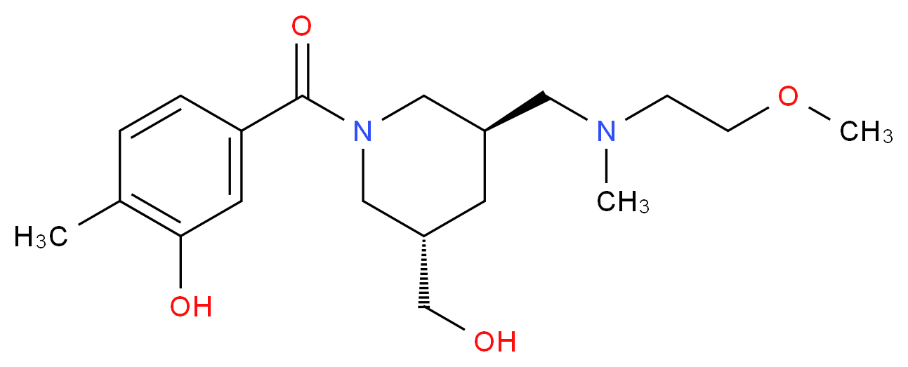 5-[((3S*,5R*)-3-(hydroxymethyl)-5-{[(2-methoxyethyl)(methyl)amino]methyl}piperidin-1-yl)carbonyl]-2-methylphenol_分子结构_CAS_)
