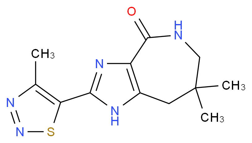 7,7-dimethyl-2-(4-methyl-1,2,3-thiadiazol-5-yl)-5,6,7,8-tetrahydroimidazo[4,5-c]azepin-4(1H)-one_分子结构_CAS_)