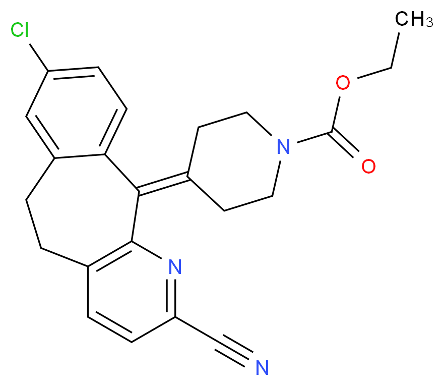 ethyl 4-{13-chloro-5-cyano-4-azatricyclo[9.4.0.0<sup>3</sup>,<sup>8</sup>]pentadeca-1(11),3(8),4,6,12,14-hexaen-2-ylidene}piperidine-1-carboxylate_分子结构_CAS_860010-31-7