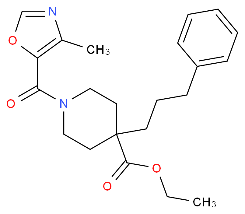 ethyl 1-[(4-methyl-1,3-oxazol-5-yl)carbonyl]-4-(3-phenylpropyl)-4-piperidinecarboxylate_分子结构_CAS_)