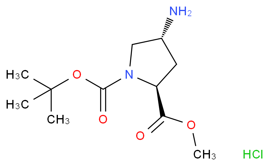 1-tert-butyl 2-methyl (2S,4R)-4-aminopyrrolidine-1,2-dicarboxylate hydrochloride_分子结构_CAS_334999-32-5