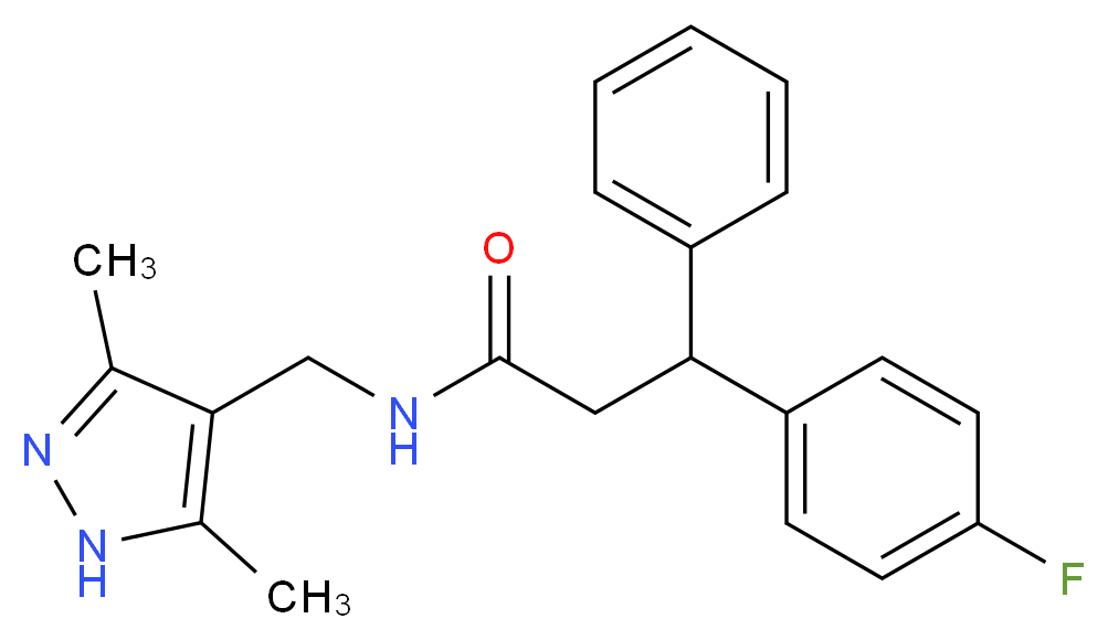 N-[(3,5-dimethyl-1H-pyrazol-4-yl)methyl]-3-(4-fluorophenyl)-3-phenylpropanamide_分子结构_CAS_)