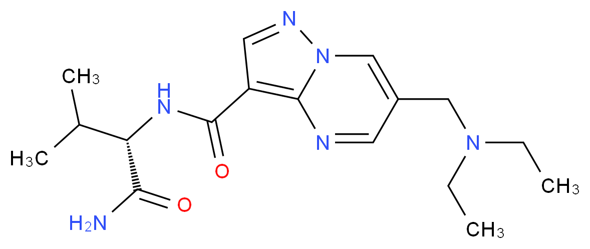 N-[(1S)-1-(aminocarbonyl)-2-methylpropyl]-6-[(diethylamino)methyl]pyrazolo[1,5-a]pyrimidine-3-carboxamide_分子结构_CAS_)