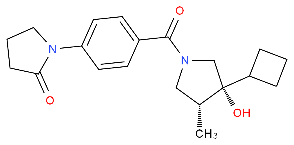 1-(4-{[(3R*,4R*)-3-cyclobutyl-3-hydroxy-4-methyl-1-pyrrolidinyl]carbonyl}phenyl)-2-pyrrolidinone_分子结构_CAS_)