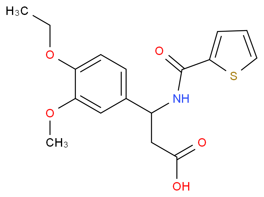 3-(4-ethoxy-3-methoxyphenyl)-3-(thiophen-2-ylformamido)propanoic acid_分子结构_CAS_436087-15-9