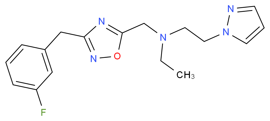 N-ethyl-N-{[3-(3-fluorobenzyl)-1,2,4-oxadiazol-5-yl]methyl}-2-(1H-pyrazol-1-yl)ethanamine_分子结构_CAS_)