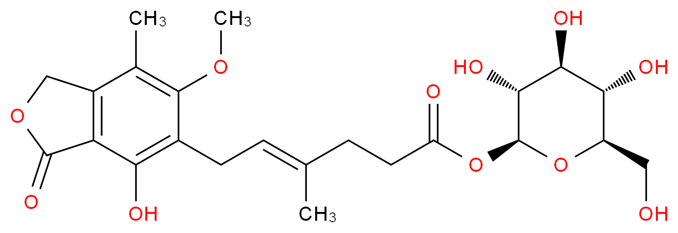 (2S,3R,4S,5S,6R)-3,4,5-trihydroxy-6-(hydroxymethyl)oxan-2-yl (4E)-6-(4-hydroxy-6-methoxy-7-methyl-3-oxo-1,3-dihydro-2-benzofuran-5-yl)-4-methylhex-4-enoate_分子结构_CAS_344562-78-3