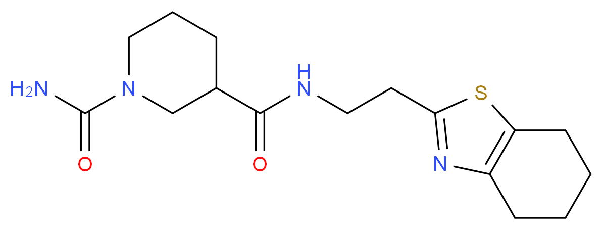 N~3~-[2-(4,5,6,7-tetrahydro-1,3-benzothiazol-2-yl)ethyl]-1,3-piperidinedicarboxamide_分子结构_CAS_)