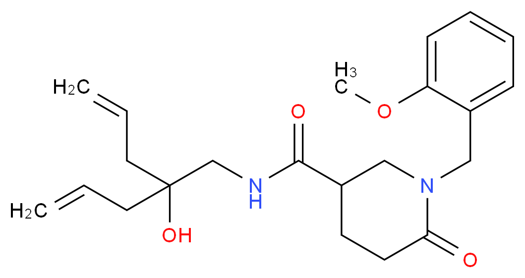 N-(2-allyl-2-hydroxy-4-penten-1-yl)-1-(2-methoxybenzyl)-6-oxo-3-piperidinecarboxamide_分子结构_CAS_)