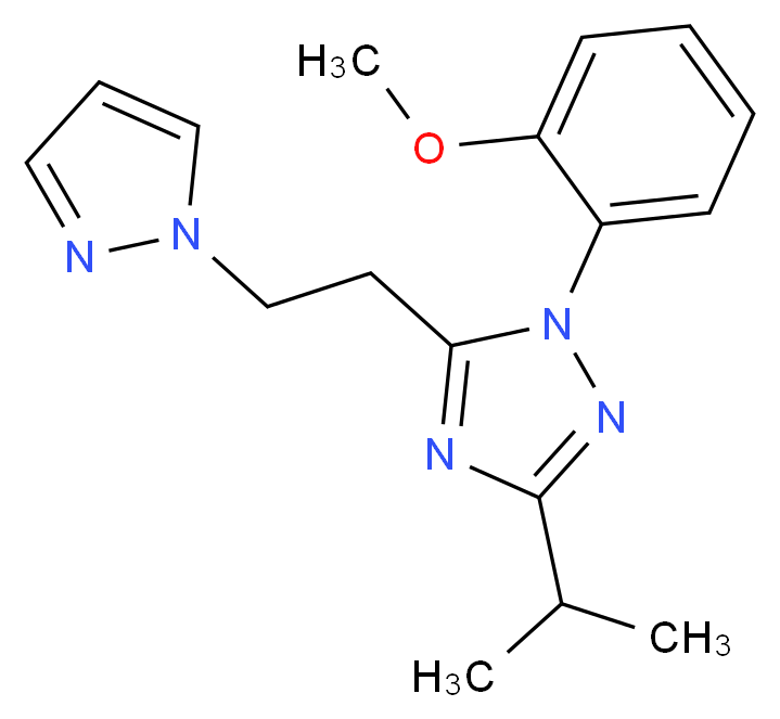 3-isopropyl-1-(2-methoxyphenyl)-5-[2-(1H-pyrazol-1-yl)ethyl]-1H-1,2,4-triazole_分子结构_CAS_)