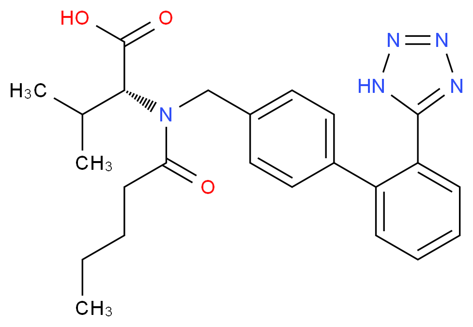 (R)-2-(N-((2'-(1H-Tetrazol-5-yl)-[1,1'-biphenyl]-4-yl)methyl)pentanamido)-3-methylbutanoic acid_分子结构_CAS_137862-87-4)