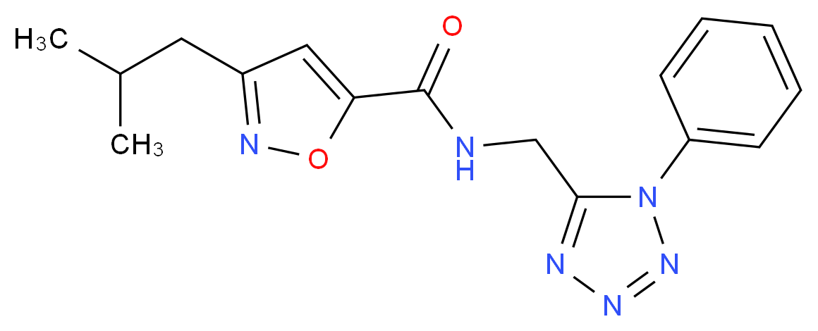 3-isobutyl-N-[(1-phenyl-1H-tetrazol-5-yl)methyl]-5-isoxazolecarboxamide_分子结构_CAS_)