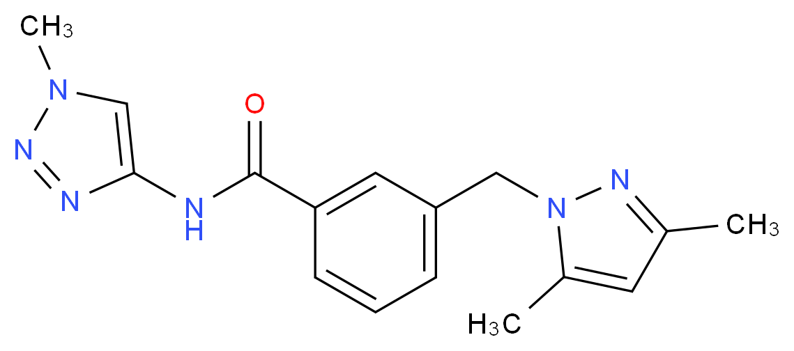 3-[(3,5-dimethyl-1H-pyrazol-1-yl)methyl]-N-(1-methyl-1H-1,2,3-triazol-4-yl)benzamide_分子结构_CAS_)