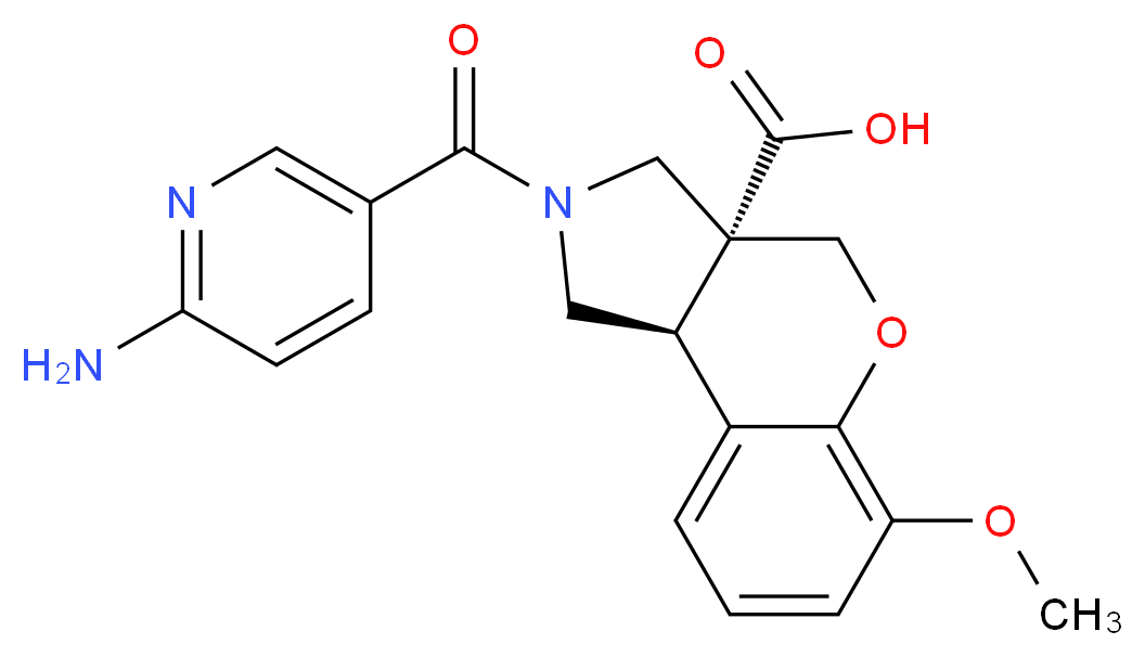 (3aR*,9bR*)-2-[(6-aminopyridin-3-yl)carbonyl]-6-methoxy-1,2,3,9b-tetrahydrochromeno[3,4-c]pyrrole-3a(4H)-carboxylic acid_分子结构_CAS_)