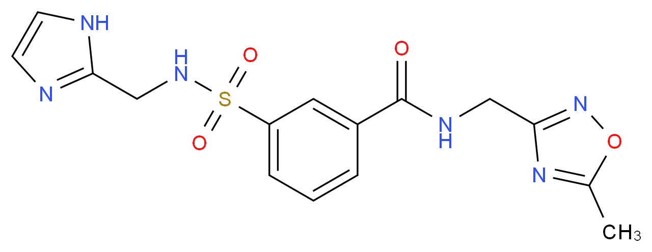 3-{[(1H-imidazol-2-ylmethyl)amino]sulfonyl}-N-[(5-methyl-1,2,4-oxadiazol-3-yl)methyl]benzamide_分子结构_CAS_)