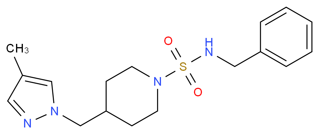 N-benzyl-4-[(4-methyl-1H-pyrazol-1-yl)methyl]piperidine-1-sulfonamide_分子结构_CAS_)