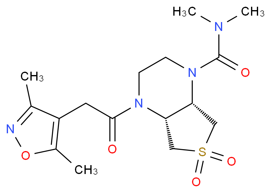 (4aR*,7aS*)-4-[(3,5-dimethyl-4-isoxazolyl)acetyl]-N,N-dimethylhexahydrothieno[3,4-b]pyrazine-1(2H)-carboxamide 6,6-dioxide_分子结构_CAS_)
