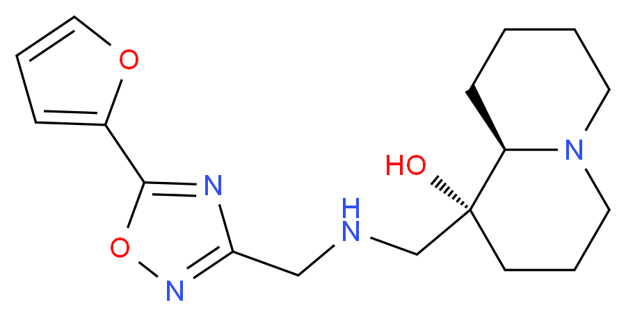 (1R,9aR)-1-[({[5-(2-furyl)-1,2,4-oxadiazol-3-yl]methyl}amino)methyl]octahydro-2H-quinolizin-1-ol_分子结构_CAS_)