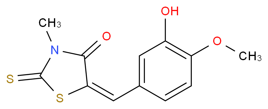 (5E)-5-[(3-hydroxy-4-methoxyphenyl)methylidene]-3-methyl-2-sulfanylidene-1,3-thiazolidin-4-one_分子结构_CAS_331261-30-4