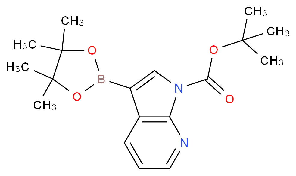 tert-butyl 3-(tetramethyl-1,3,2-dioxaborolan-2-yl)-1H-pyrrolo[2,3-b]pyridine-1-carboxylate_分子结构_CAS_942070-47-5