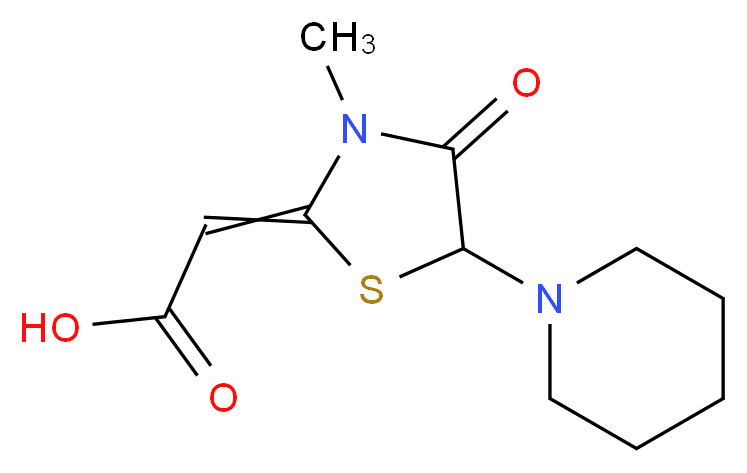 2-[3-methyl-4-oxo-5-(piperidin-1-yl)-1,3-thiazolidin-2-ylidene]acetic acid_分子结构_CAS_56784-39-5