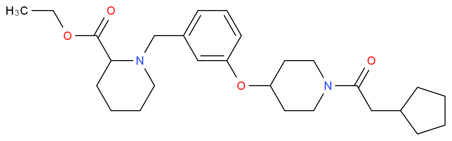 ethyl 1-(3-{[1-(cyclopentylacetyl)-4-piperidinyl]oxy}benzyl)-2-piperidinecarboxylate_分子结构_CAS_)