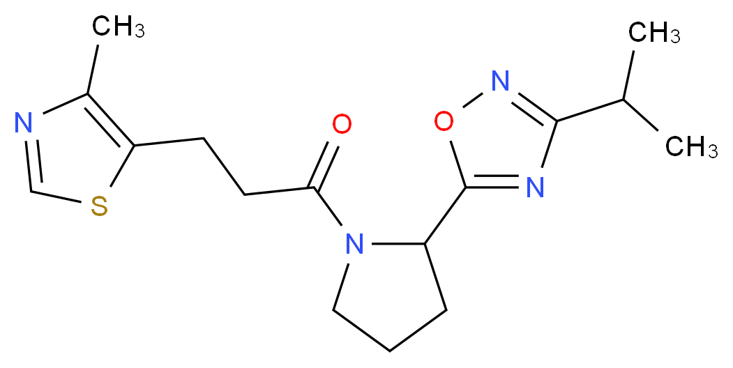 3-isopropyl-5-{1-[3-(4-methyl-1,3-thiazol-5-yl)propanoyl]-2-pyrrolidinyl}-1,2,4-oxadiazole_分子结构_CAS_)