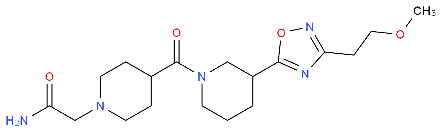 2-[4-({3-[3-(2-methoxyethyl)-1,2,4-oxadiazol-5-yl]-1-piperidinyl}carbonyl)-1-piperidinyl]acetamide_分子结构_CAS_)