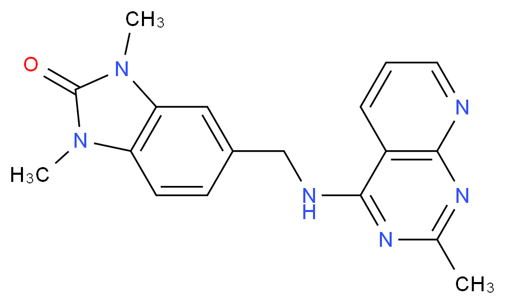 1,3-dimethyl-5-{[(2-methylpyrido[2,3-d]pyrimidin-4-yl)amino]methyl}-1,3-dihydro-2H-benzimidazol-2-one_分子结构_CAS_)