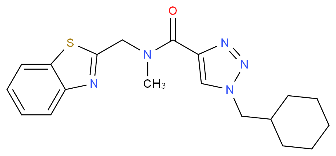 N-(1,3-benzothiazol-2-ylmethyl)-1-(cyclohexylmethyl)-N-methyl-1H-1,2,3-triazole-4-carboxamide_分子结构_CAS_)
