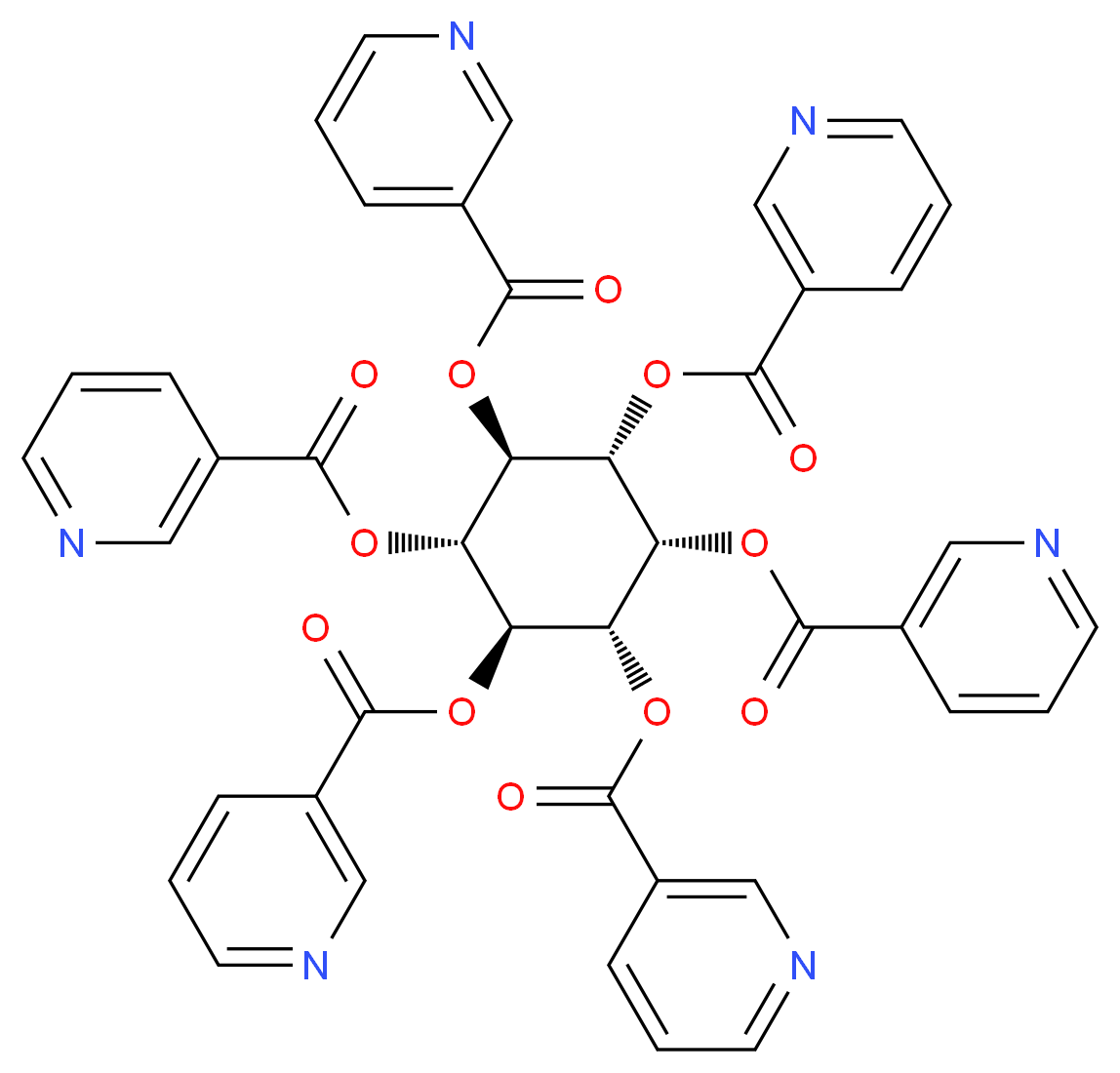 (1R,2S,3S,4R,5S,6r)-2,3,4,5,6-pentakis(pyridine-3-carbonyloxy)cyclohexyl pyridine-3-carboxylate_分子结构_CAS_6556-11-2