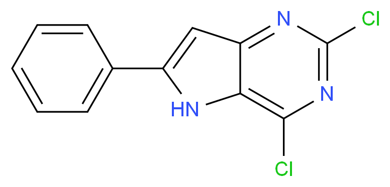 2,4-dichloro-6-phenyl-5H-pyrrolo[3,2-d]pyrimidine_分子结构_CAS_237435-80-2